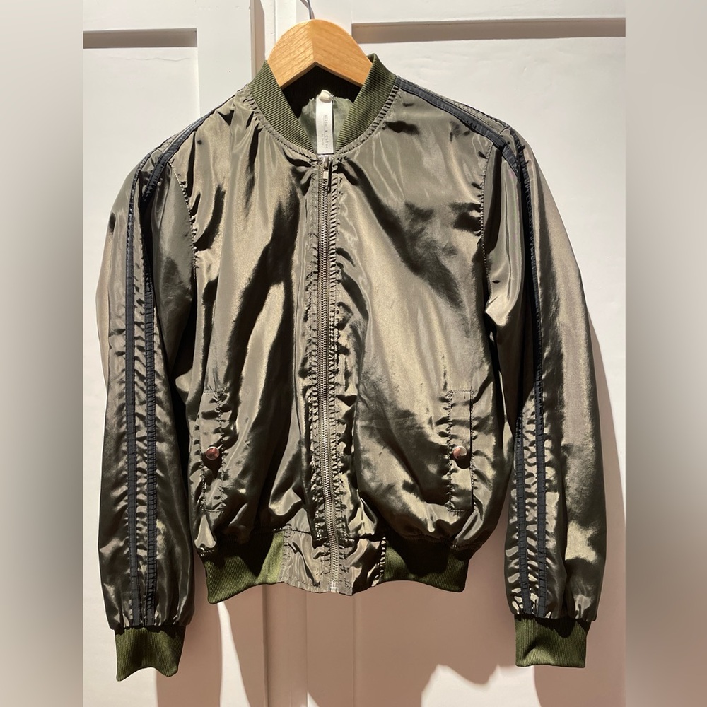 Green Zip Up Bomber Jacket